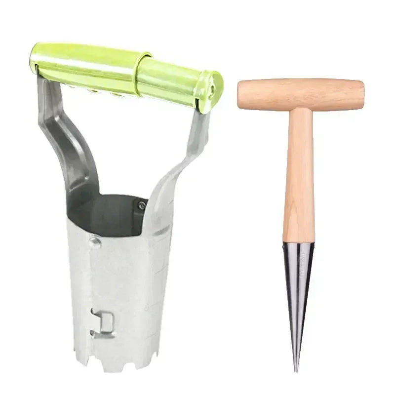 Stainless Steel Seeder Excavator Horticultural Wood Handle Hole Drilling Seedling Transplanting Flower Planting Seedling Planter