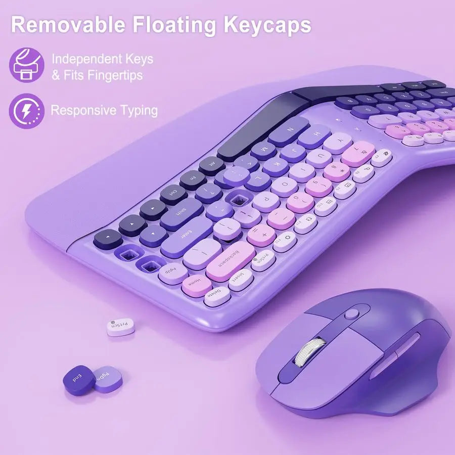 Wireless Keyboard and Mouse, Mechanical Gaming Set with Wrist Rest amp OTG amp Brush Ideal for Windows PC, Home, Office and Coll