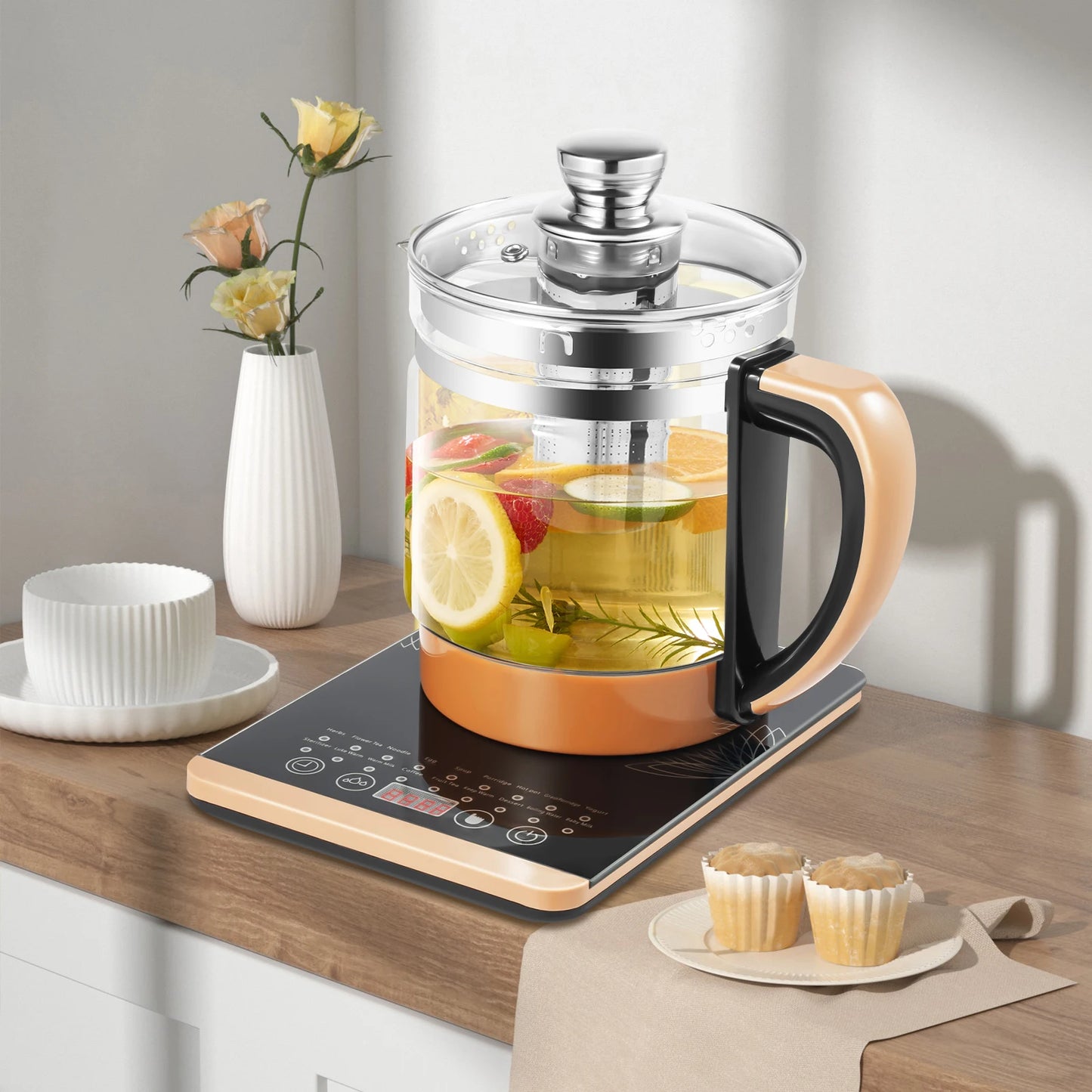 Multifunctional Glass Kettle With Filter And Digital Heating Base