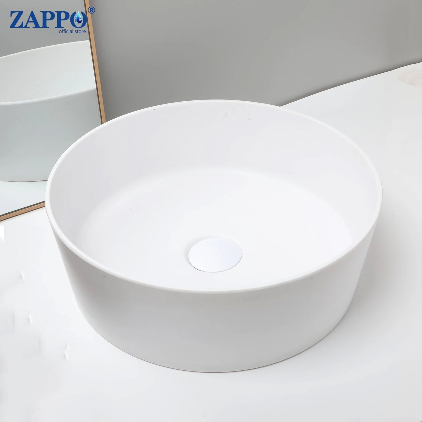 ZAPPO Vessel Sink With Drain Stone Resin Washbasin