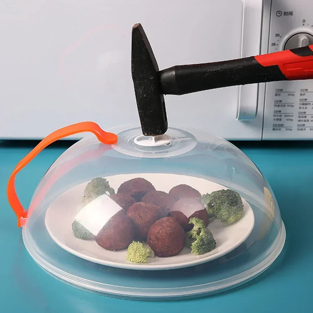 Microwave Food Splash Guard High Temperature Resistant Food Heating Cover with Steam Vent and Handle Transparent Plate Cover