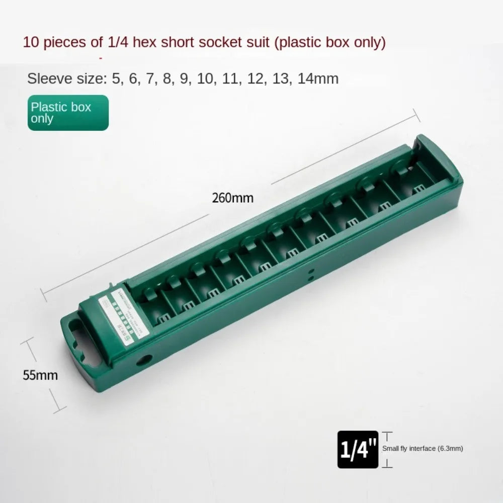 New 1/4" 3/8" 1/2" Wrench Storage Box ABS Plastic Green Socket Organizer Box Socket Wrenchs Holder Socket Storage Tool 6Sizes