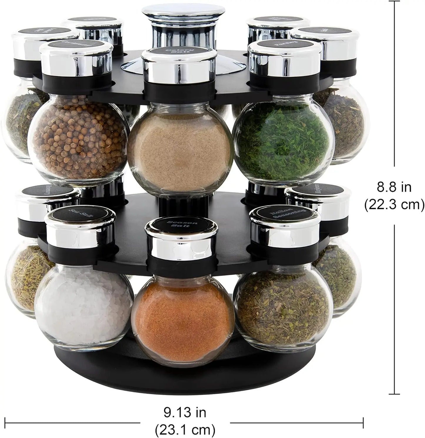 16 Jar Ellington Revolving Countertop Spice Rack Black Chrome