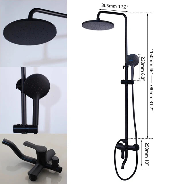 Wall Mounted Rainfall Shower Kit With Three Way Mixer