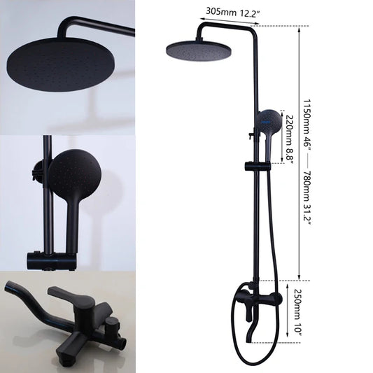 Wall Mounted Rainfall Shower Kit With Three Way Mixer