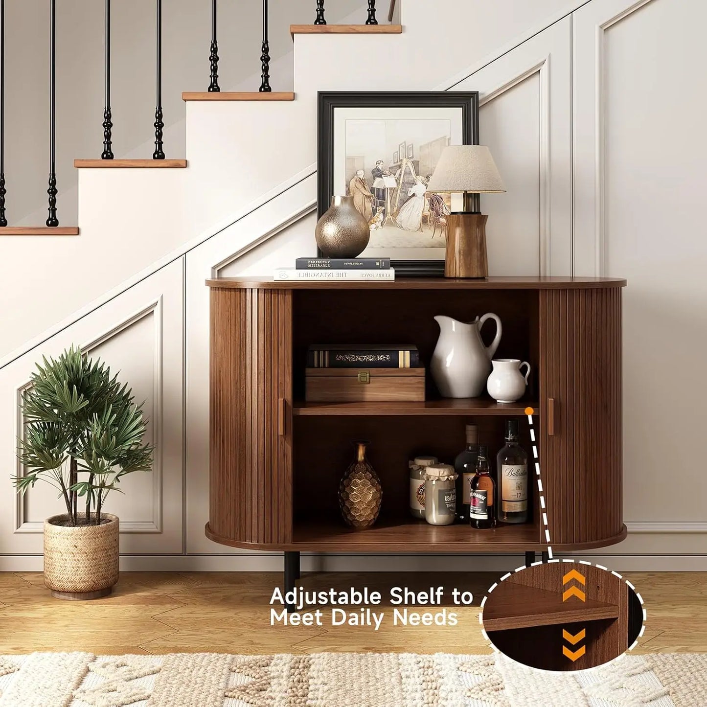 40" Modern Sideboard Buffet Cabinet with Storage - Sliding Door & Adjustable Shelves, Coffee Bar Console for Kitchen/Entryway