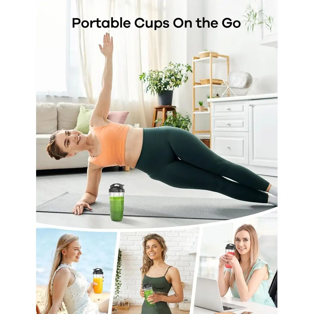 Blender or Smoothies, 14Pcs Personal Blender, Shake and Smoothies, Kitchen with 3 Portable Cups (1x24oz & 2X17oz), Single Serve