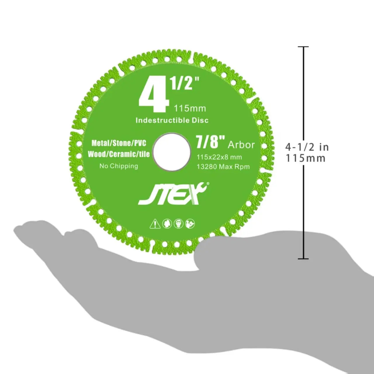 4-1/2" Diamond Blade for Angle Grinder, 7/8" Arbor, Cuts Metal, Rebar, Tile, Stone, PVC, 3-Pack