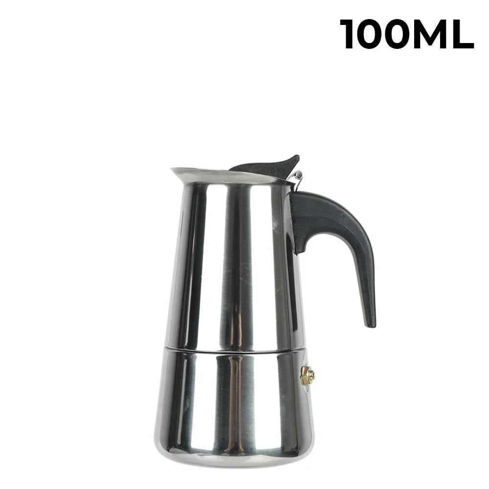 Retro Italian Moka Pot Coffee Maker Stainless Steel Portable