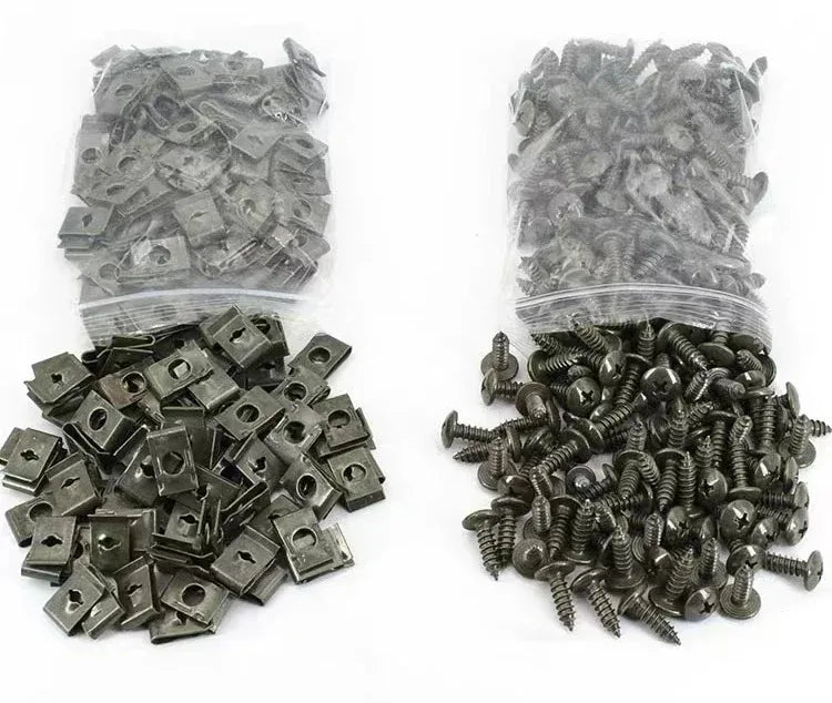 10-200pcs Car Metal Screw Clips Set U-Type Fastener Clip with Screw Anti-rust Fender Bumper Protection Buckle Iron Sheet Screw