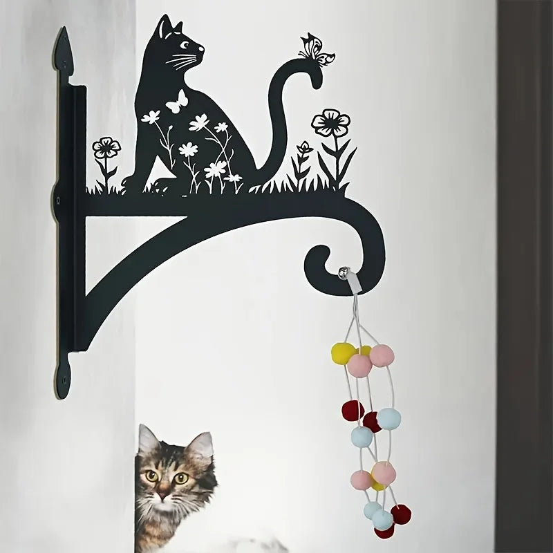 Iron Decorative Bracket With Plant And Outdoor Bird Feeder