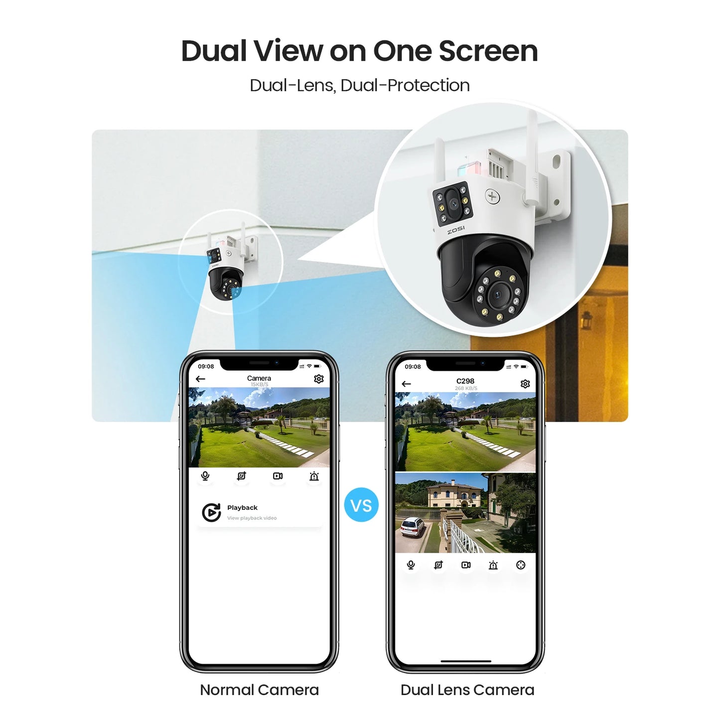 Zosi Ultra 4K Dual Lens PTZ Surveillance Camera Outdoor