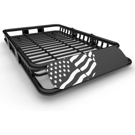 64 X 39 Inch Universal Roof Rack Basket, 200 Lbs Capacity Cargo Carrier with Wind Fairing for SUV, Truck, RV & Vehicle Roof Rack