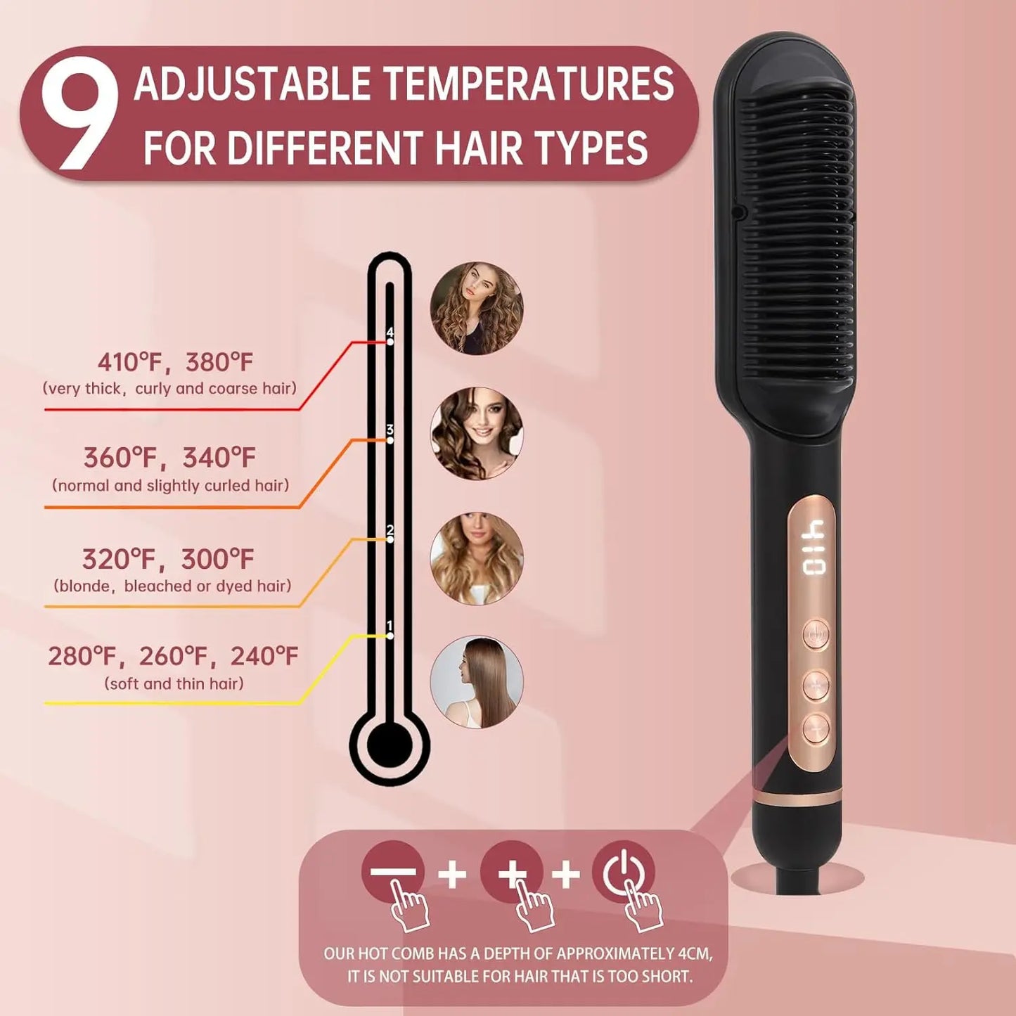 Negative Ionic Hair Straightener Brush Auto Shut Off