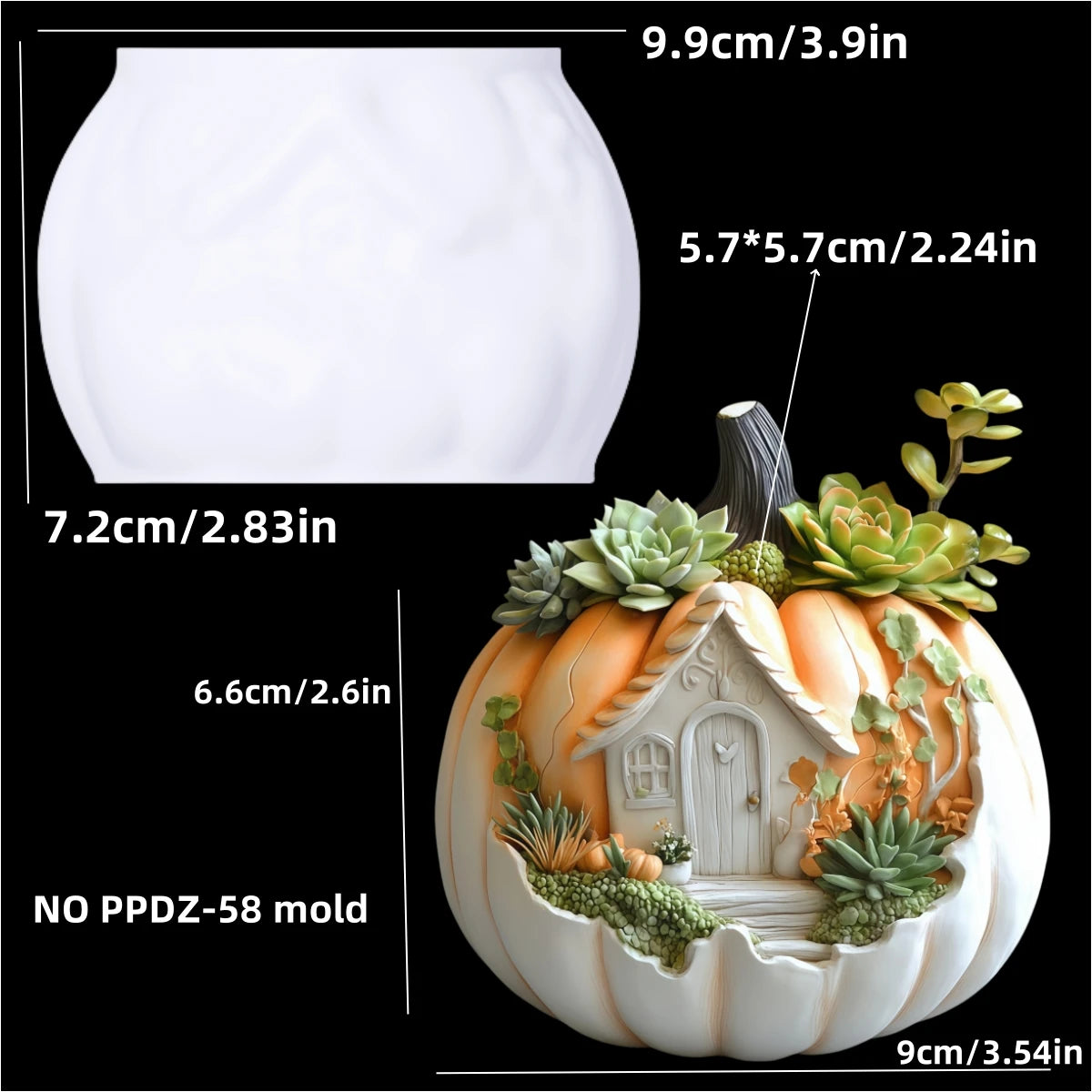 Witch Magic House Relief Pumpkin Succulent Plant Flower Pot Resin Mold  House Relief Storage Box Castle Candle Cup Gypsum Molds