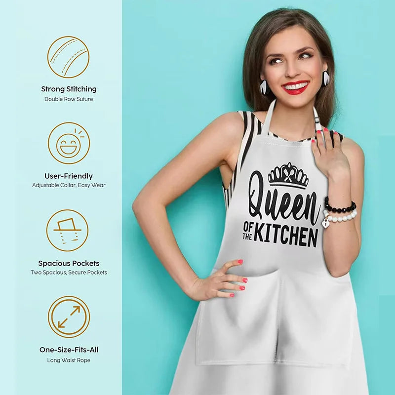 Polyester Neck Adjustable Apron Letter Style Home Kitchen Holiday Gift Kitchen Accessories