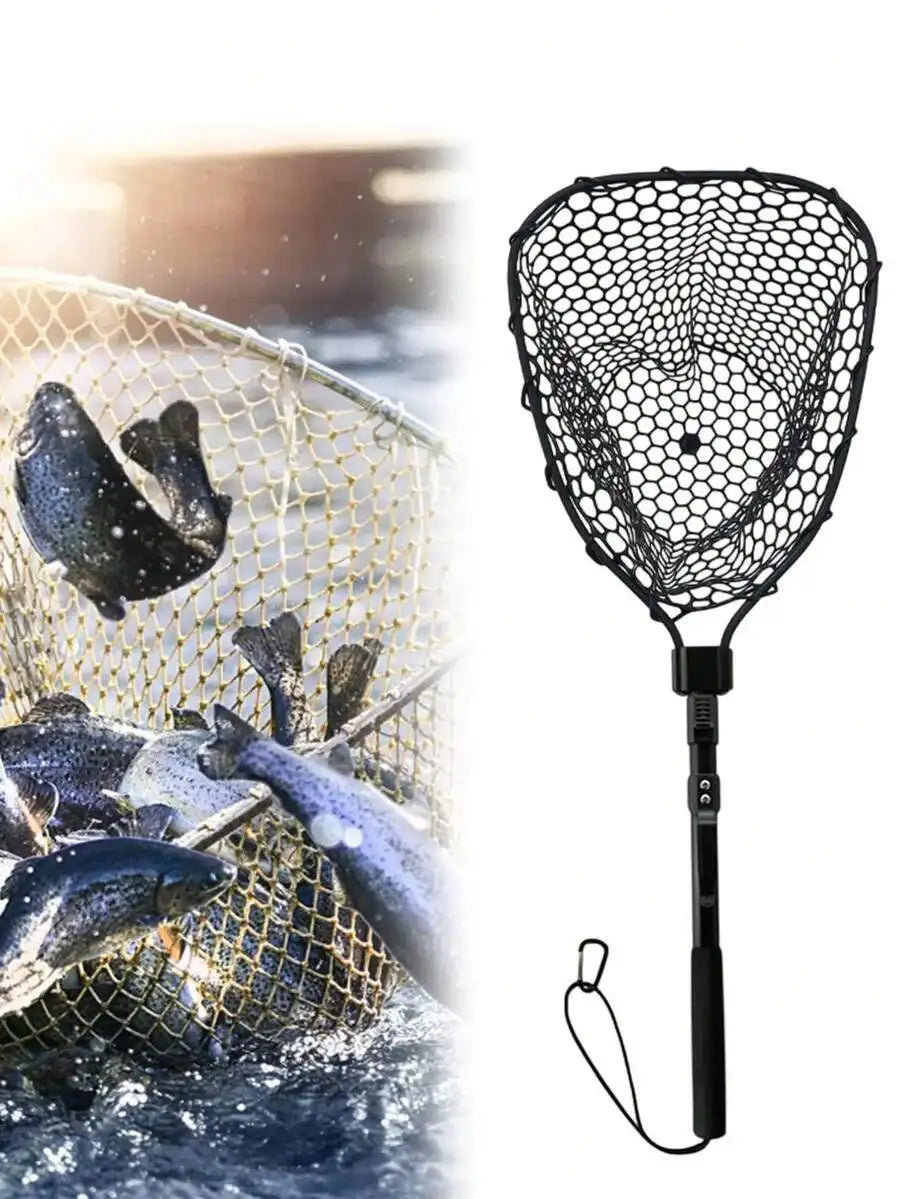 Telescoping Rubber Fly Fishing Net, Bass Trout Landing Net, Folding Fishing Nets Fresh Water, Fish Catching Or Releasing