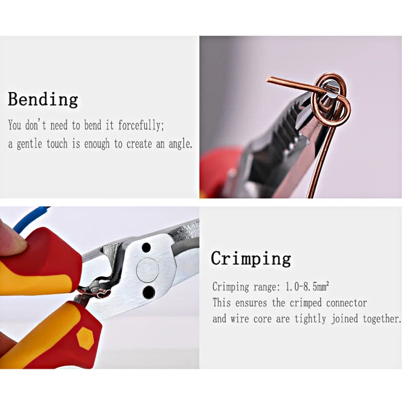 Wiha 6-in-1 Multifunctional Insulated Wire Strippers Industrial Electrician 1000V VDE Pointed Crimping and Cutting Pliers