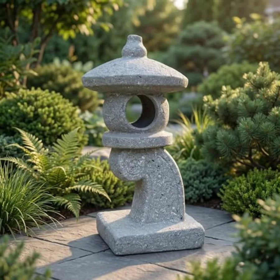 14'' High Asian Solar-Powered Zen Pagoda Garden Statue LED Light Solar Lamp for Outdoor Japanese Decoration Aesthetic Garden Fi