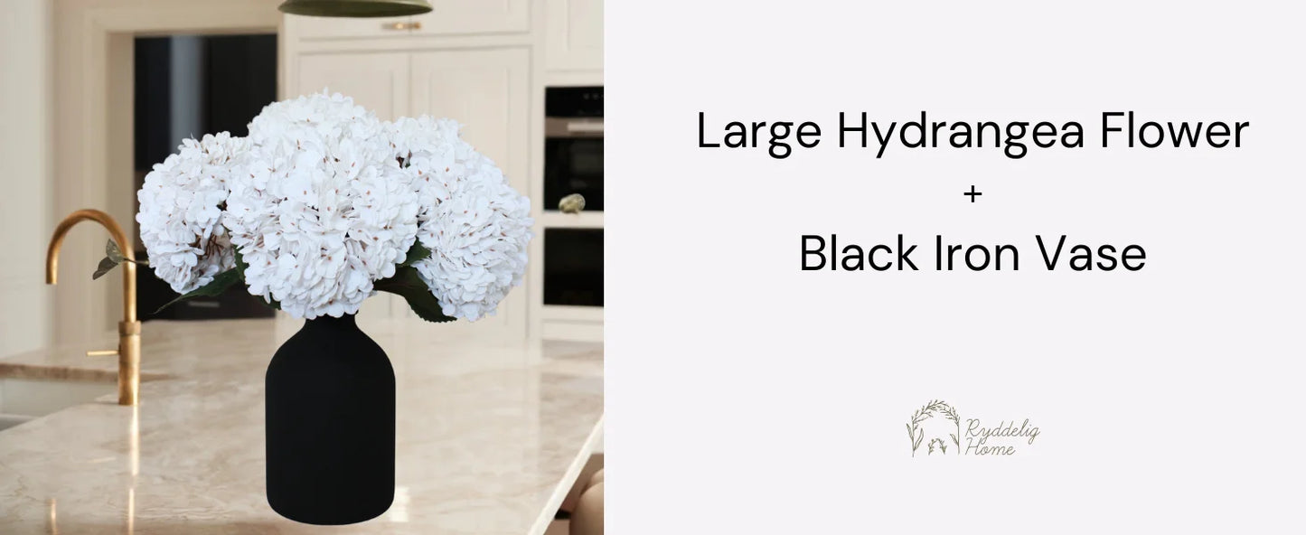Large Black Vase for Flowers Decor Living Room - 8.6in Tall, Matte Black | Arlo Vase For Dining Coffee Table Centerpieces, Wabi Sabi Decor, Big Decorative Modern Vase