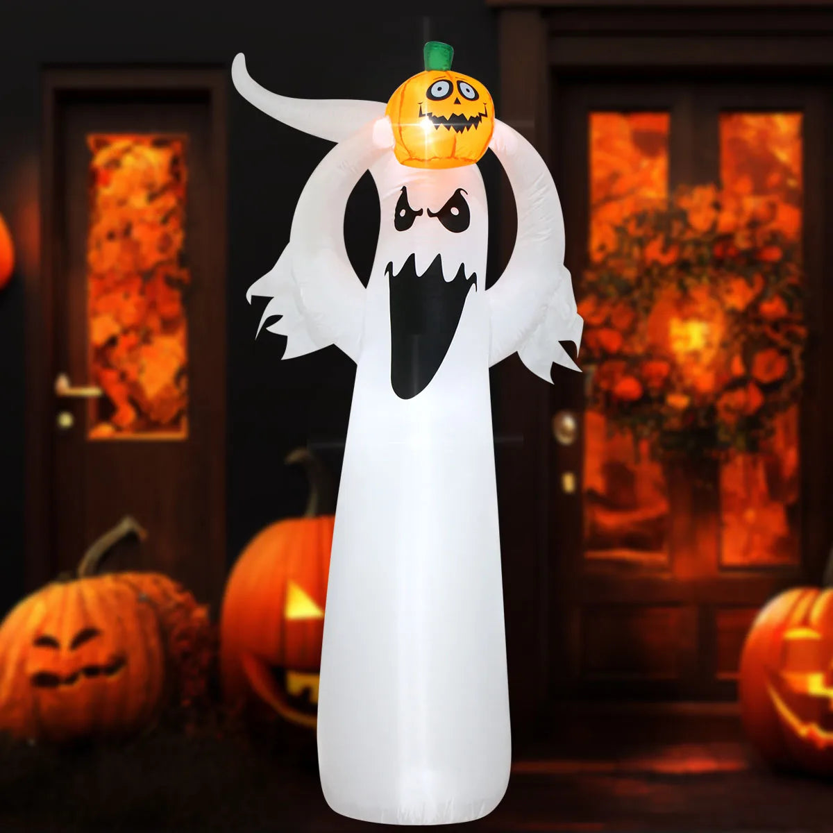 Halloween Inflatable Ghost Pumpkin Black Cat Spider Decoration with LED Lights for Home Yard Lawn Indoor and Outdoor Decoration
