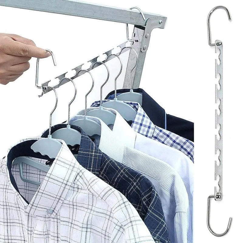 37cm Multifunctional Space Saving Metal Hangers with Hook 6 Hole Clothing Wardrobe Organizer Iron Clothes Coat Hanger 1pcs