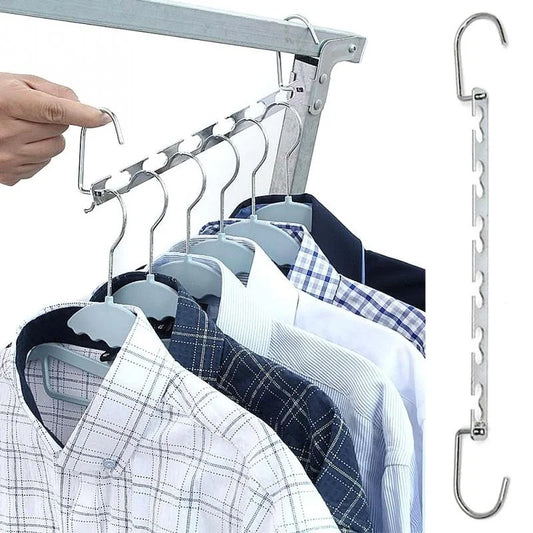 37cm Multifunctional Space Saving Metal Hangers with Hook 6 Hole Clothing Wardrobe Organizer Iron Clothes Coat Hanger 1pcs