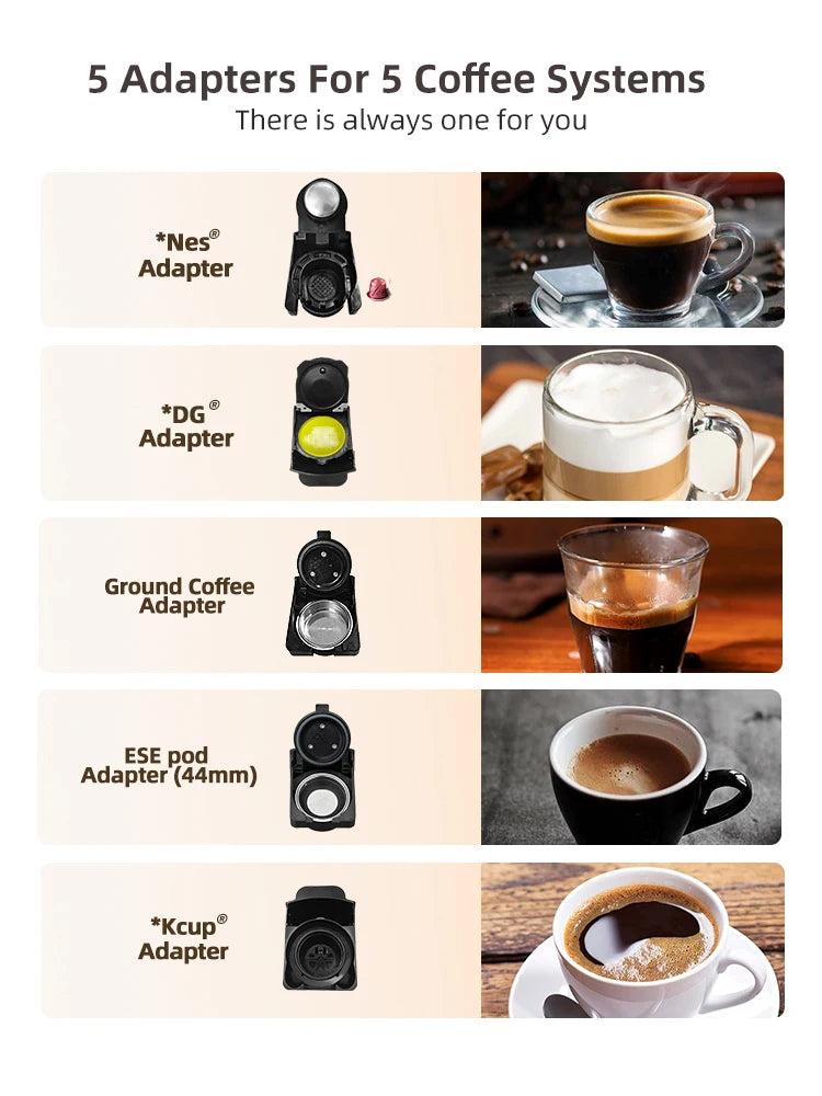 HiBREW Multiple Capsule Coffee Machine Hot Cold Dolce Gusto Nespresso ESE Pod Ground Coffee 20 Bar 5 in 1