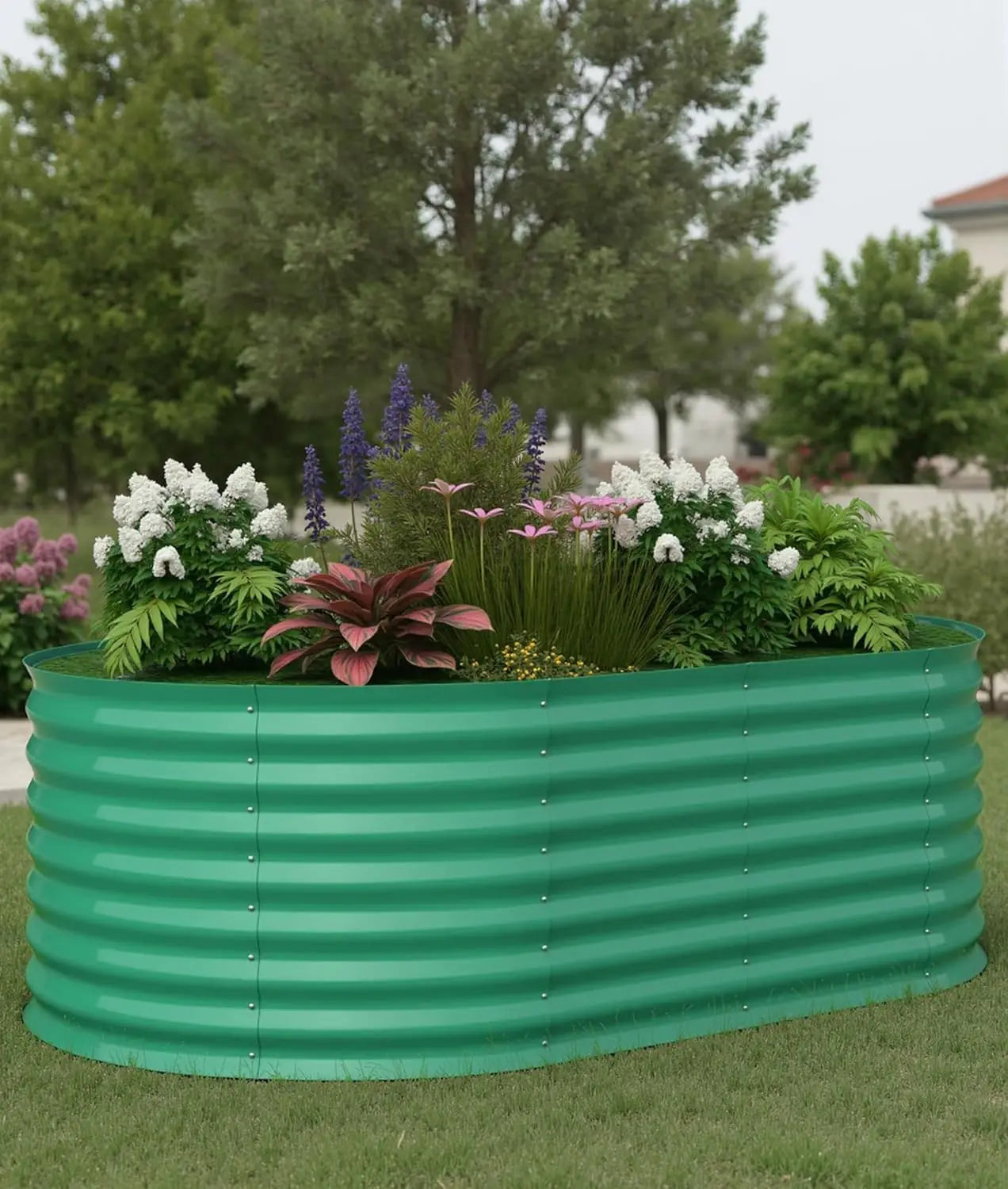 Galvanized Raised Garden Bed Kits Outdoor Metal Grow Garden Planter Box with Open Bottom for Planting Vegetables,Flower,Herb