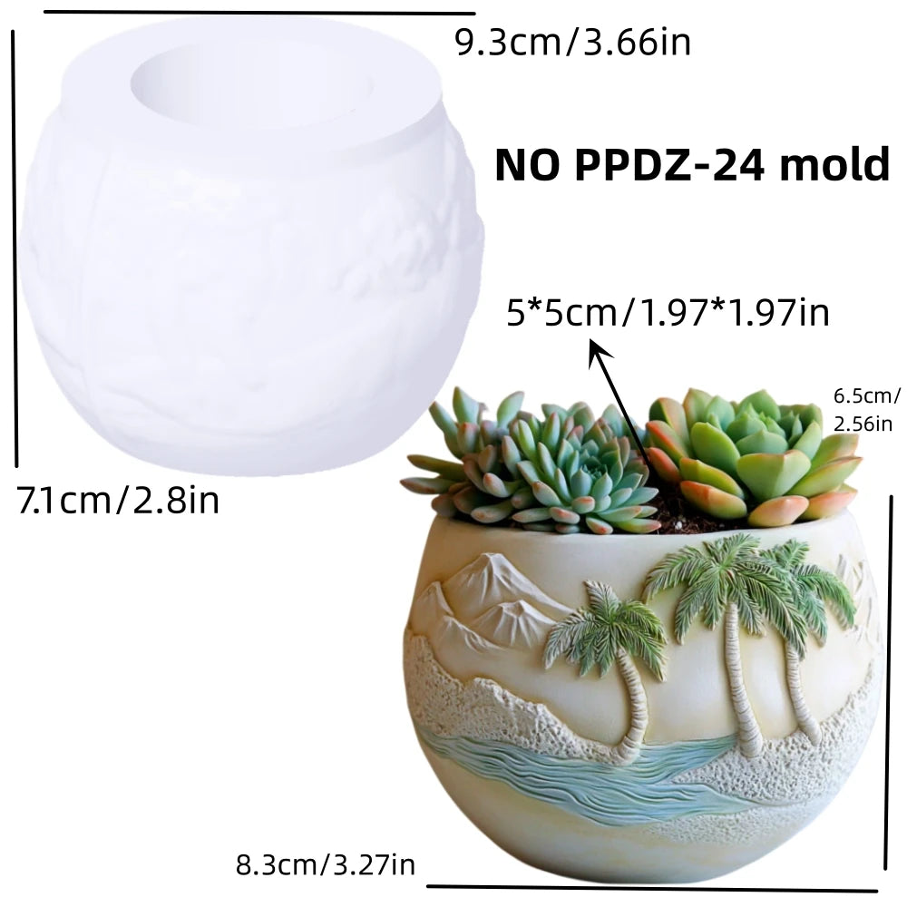 Witch Magic House Relief Pumpkin Succulent Plant Flower Pot Resin Mold  House Relief Storage Box Castle Candle Cup Gypsum Molds