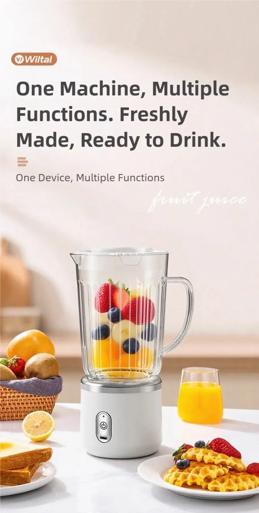 Electric Juicer 4-Blade Three-Dimensional Blade Head Household Small Multi-Functional Portable Juicer Blenders Food Processors