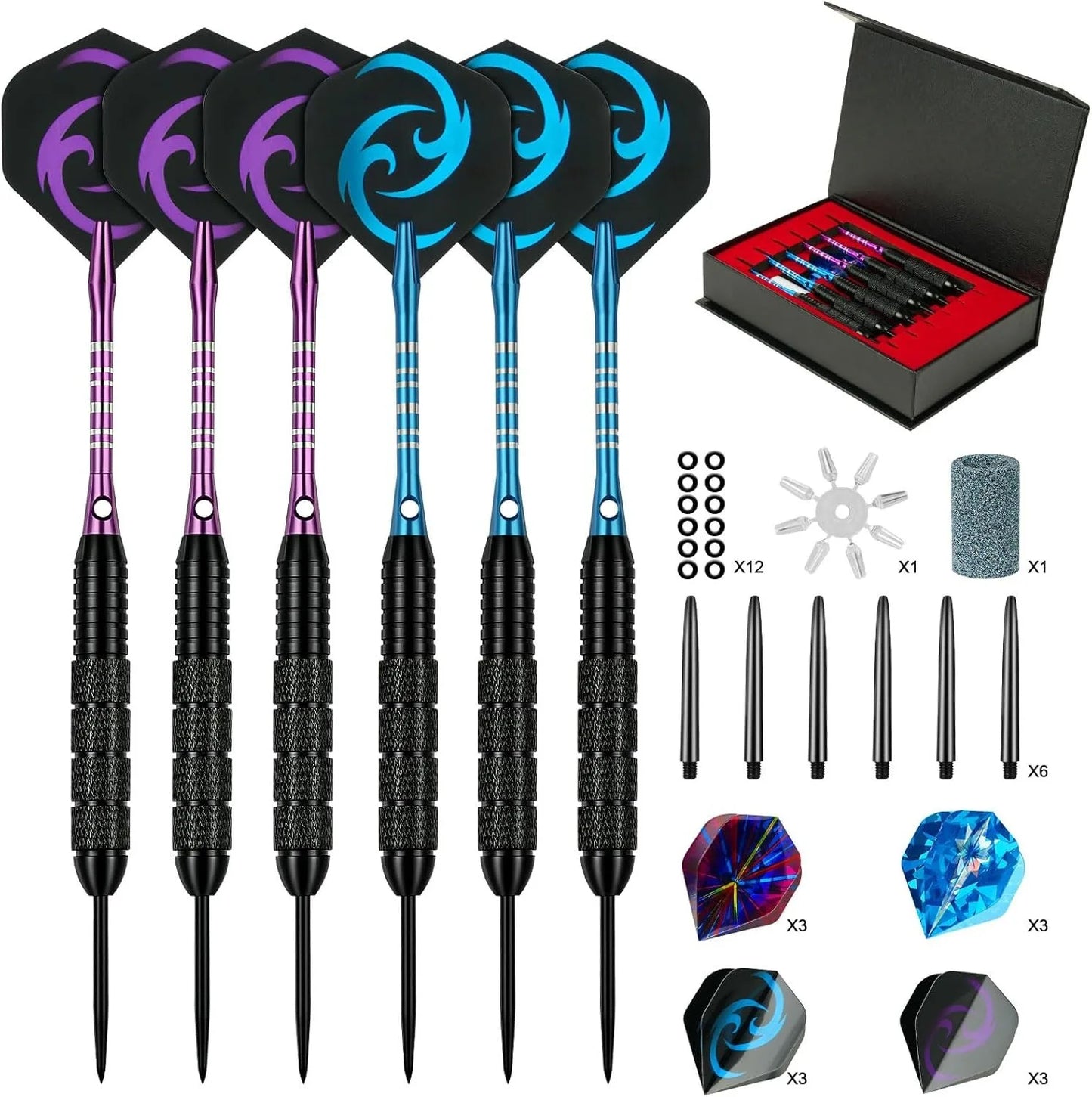 TRALOW 6pcs Professional Darts Combined with Steel Tips - Durable Metal Darts for Improved Accuracy,for Training And Competitive