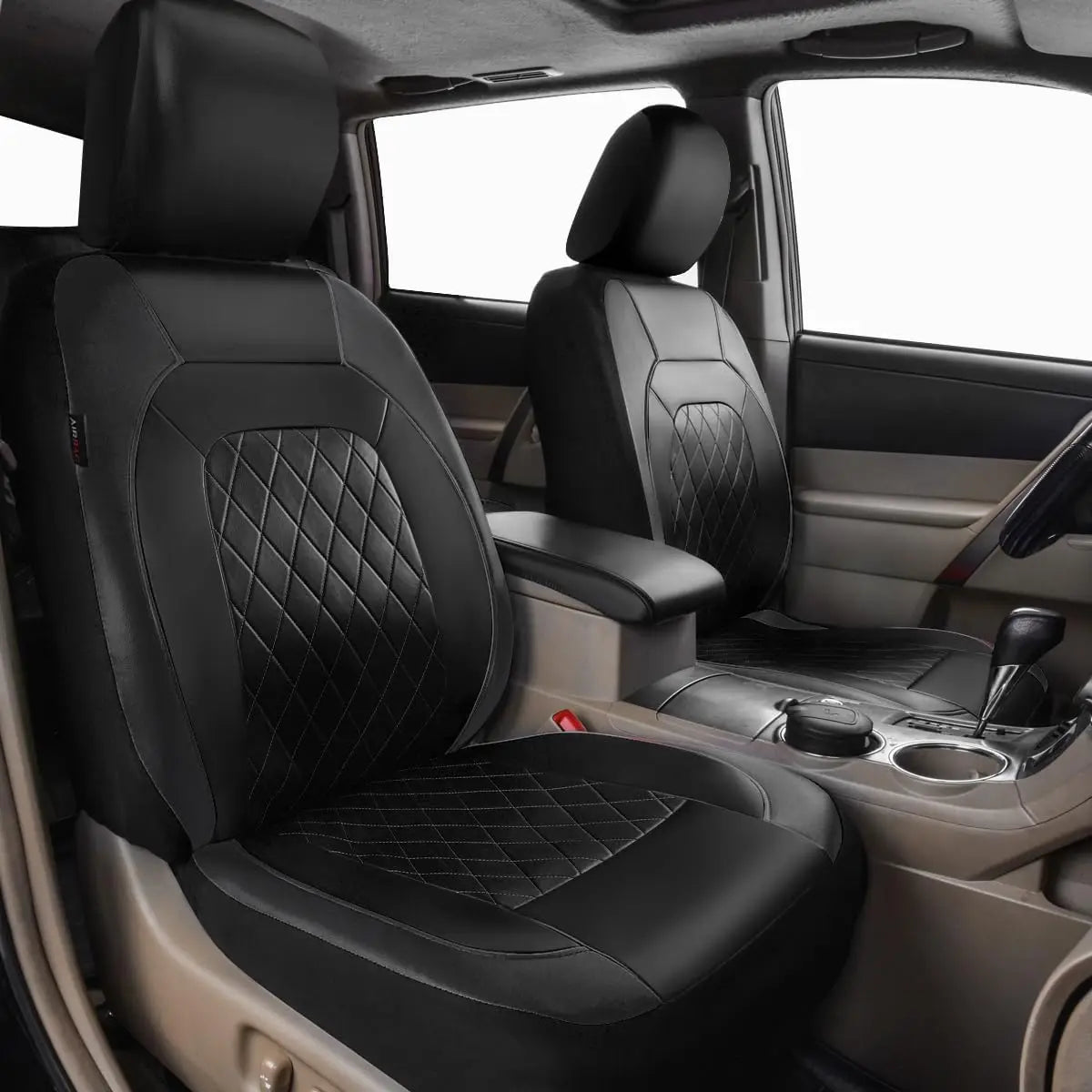 Premium Faux Leather Car Seat Covers Full Set, Airbag Compatible, Universal Fit for Cars Trucks SUVs