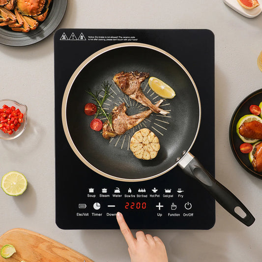 110V 750W Electric Induction Cooktop 8 Power Levels Touch Control Burner 180min Timer Portable Stove for Home RV