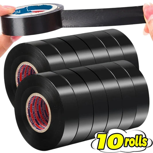PVC Insulating Tape 600V Rated Flame Retardant Waterproof Black Electrical Tape Easy Tear for Wire Harness Repair Home DIY Tools