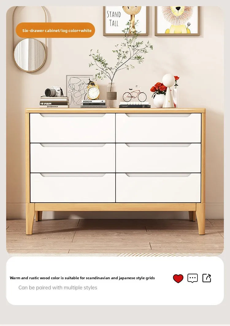Wooden Chest of Drawers 5-Drawer & 6-Drawer Dresser Cabinet Bedroom Clothes Storage Organizer No Assembly Living Room Furniture