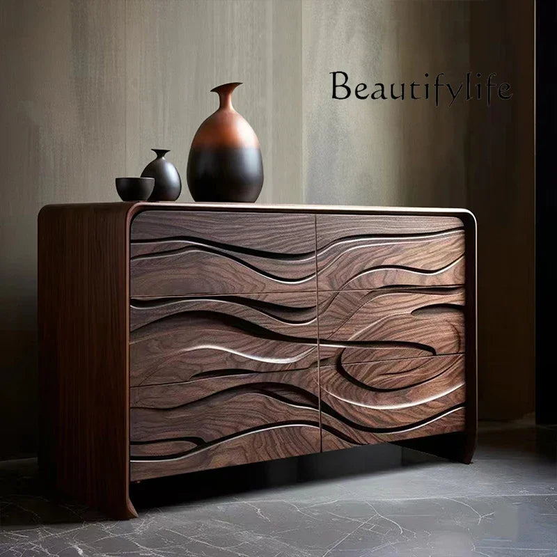 hh Medieval solid wood porch cabinet designer creative locker walnut high-end side cabinet