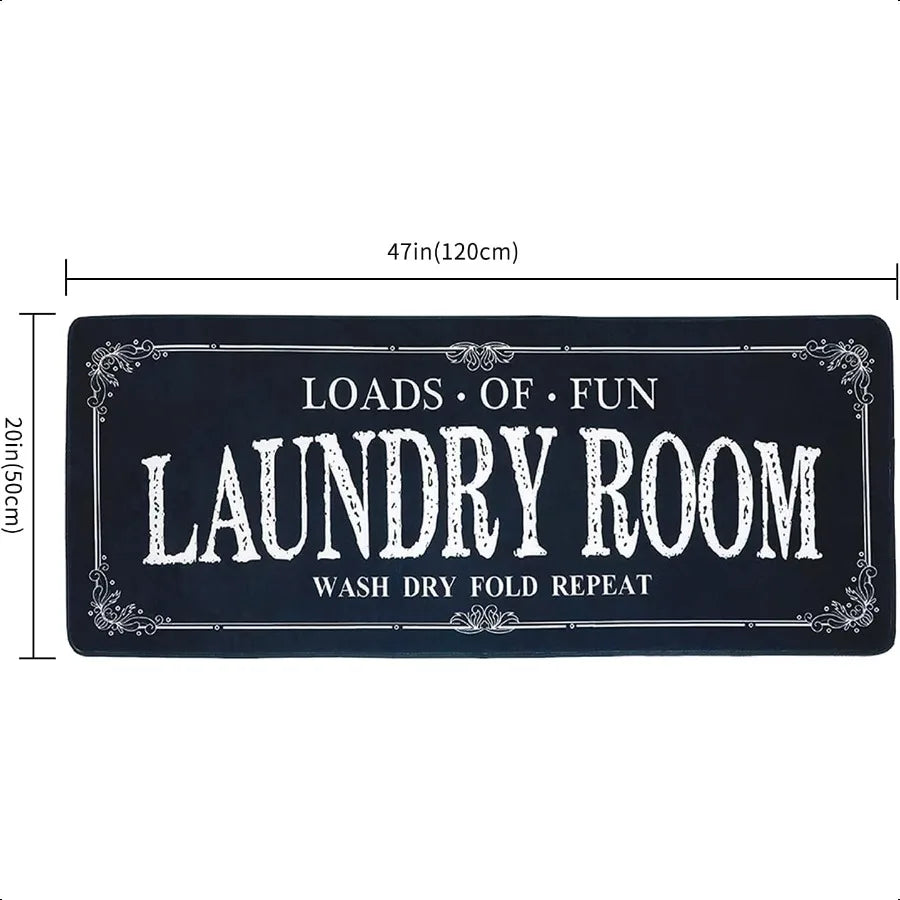 Non Slip Laundry Runner Rug Farmhouse Kitchen Floor Mat for Mudroom Bathroom Black 20 x 47 Inches