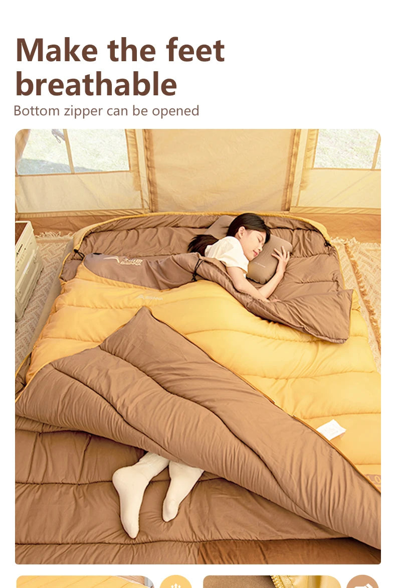 BISINNA 2 Person Camping Sleeping Bag Four Seasons Portable Winter Sleeping Bag for Outdoor Camp Travel Hiking