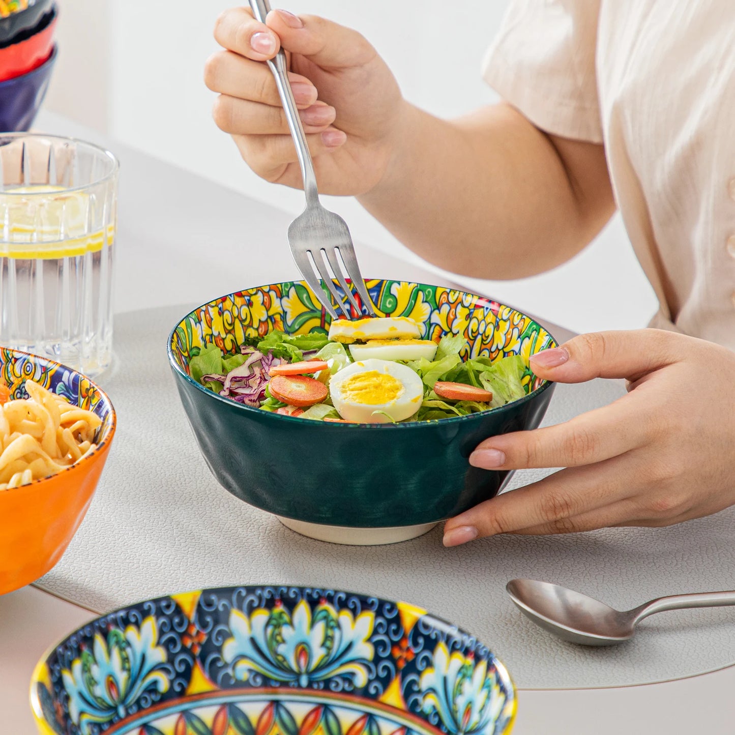 Vancasso 12/16/18/24 Piece Ceramic Dinnerware Set Stoneware Bohemian Style with Dinner/Dessert Plate/Cereal/Pasta Bowl For 6