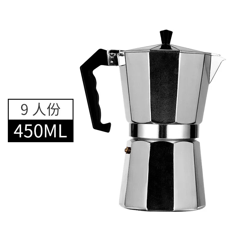 Retro Italian Moka Pot Coffee Maker Stainless Steel Portable