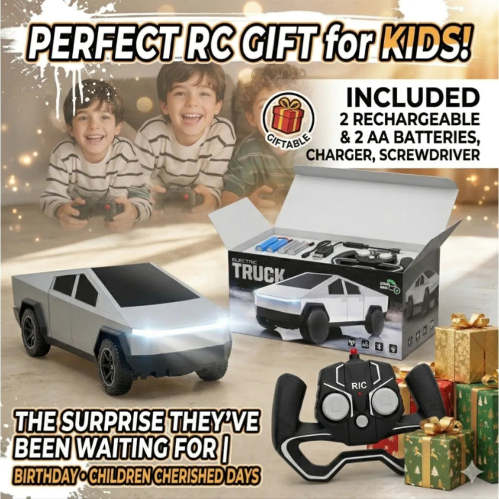 1:12 Scale Cyber Pickup RC Car, 4WD Off-Road Vehicle with LED Lights, Electric Remote Control Toy Car, Birthday Gift for Boys