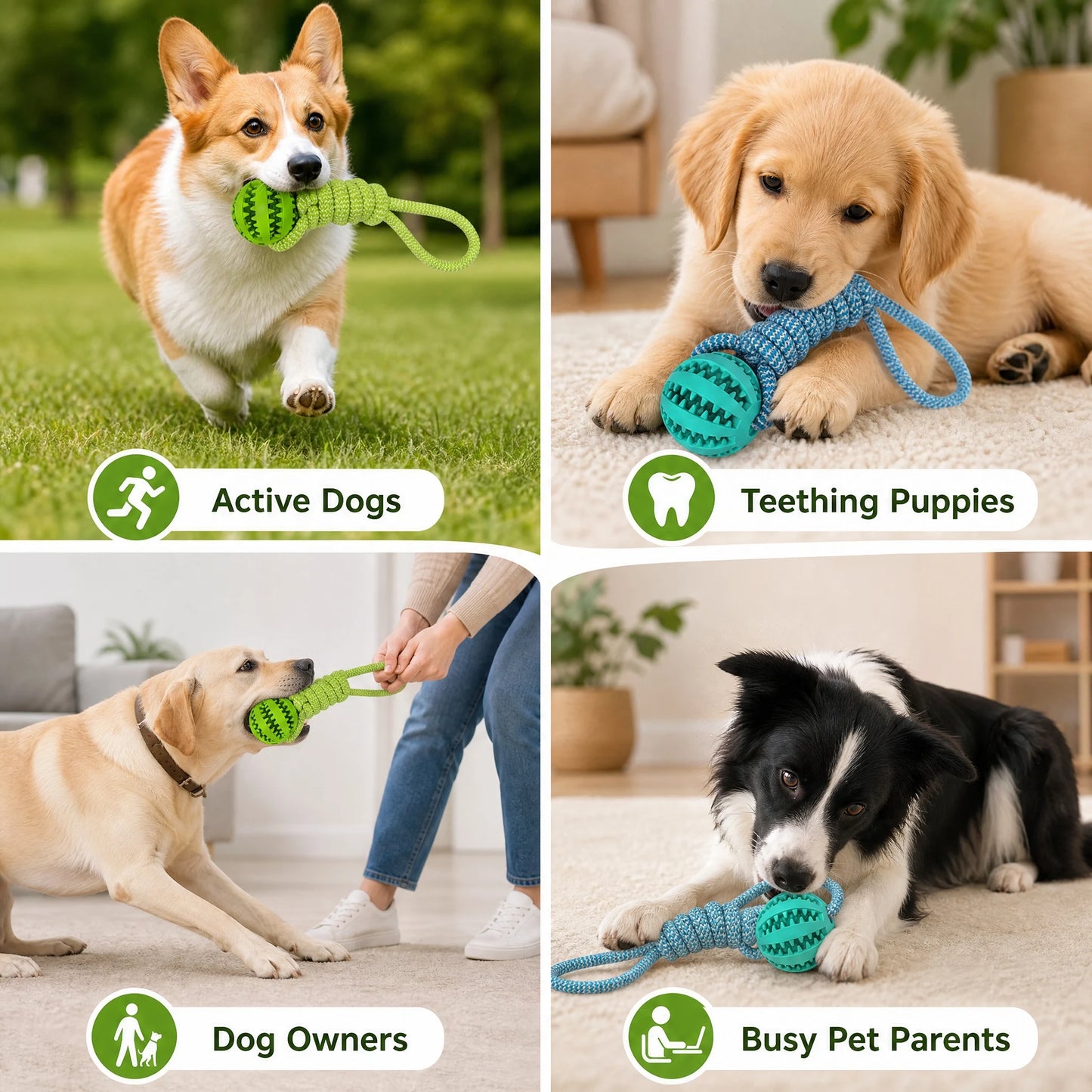 Bite Resistant Interactive Treat Dispensing Dog Chew Ball