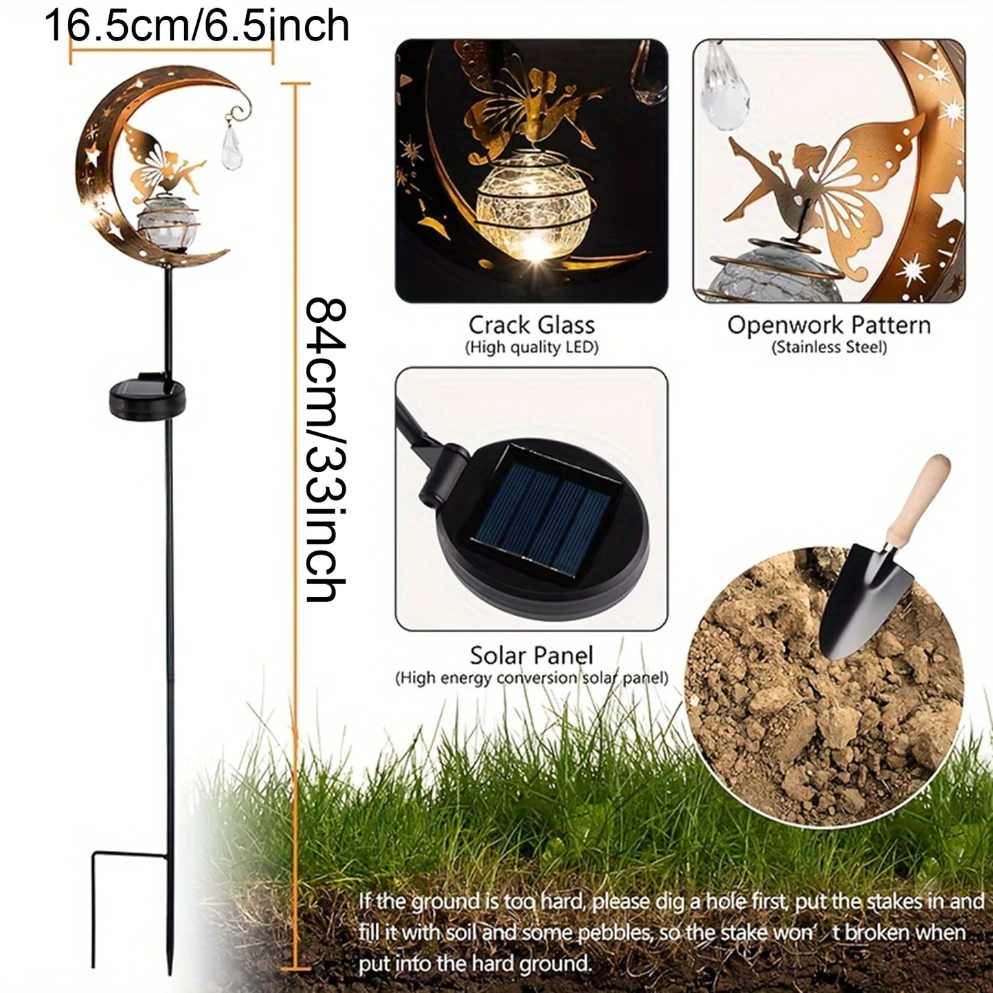 Decorative Solar Cat Moon Shaped Outdoor Garden Lamp