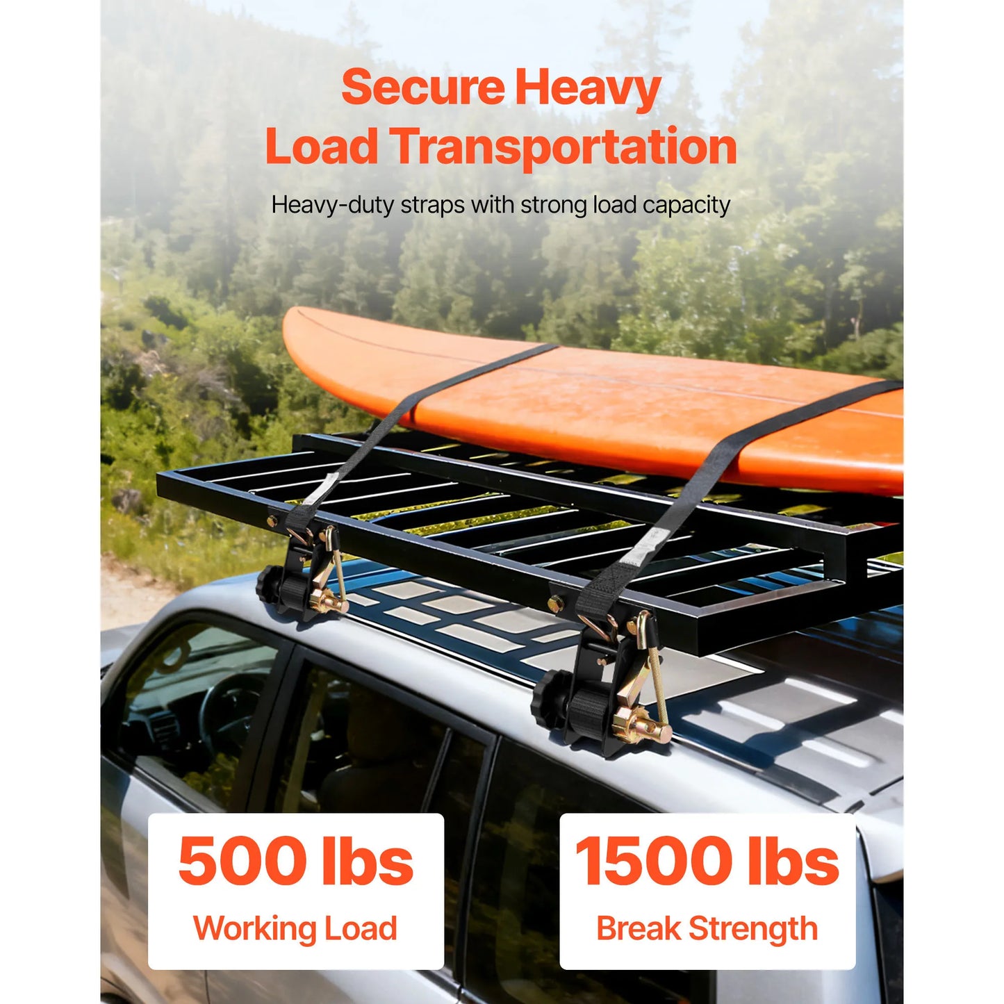 SucceBuy 2/4/8 Pack Ladder Rack Ratchet Straps 1.5inx7.4ft Square Tube Mount Straps with Double J-Hooks for Securing Equipment