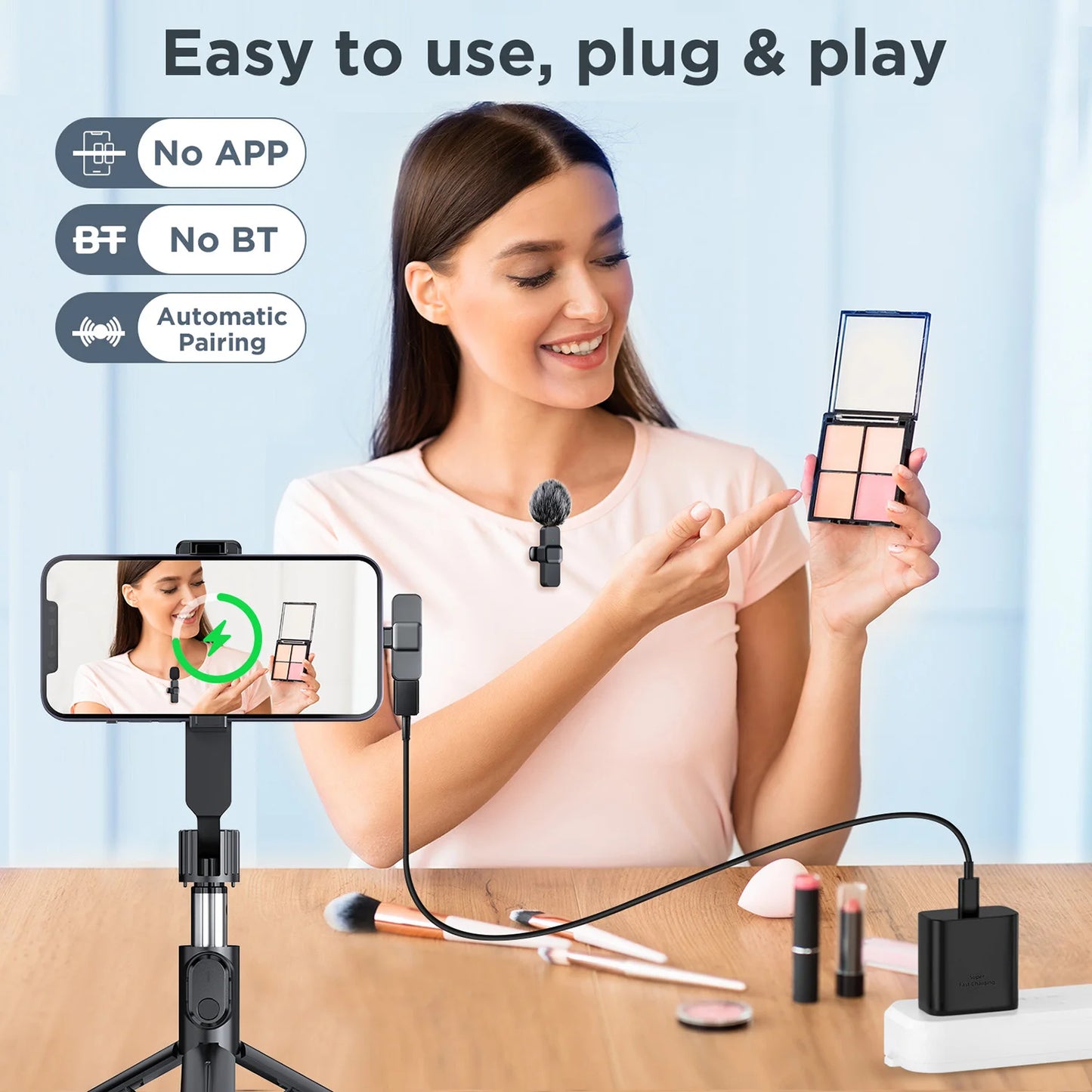 New Wireless Lavalier Microphone Portable Audio Video Recording Mini Microphone for  Android PC Camera Live Gaming Phone