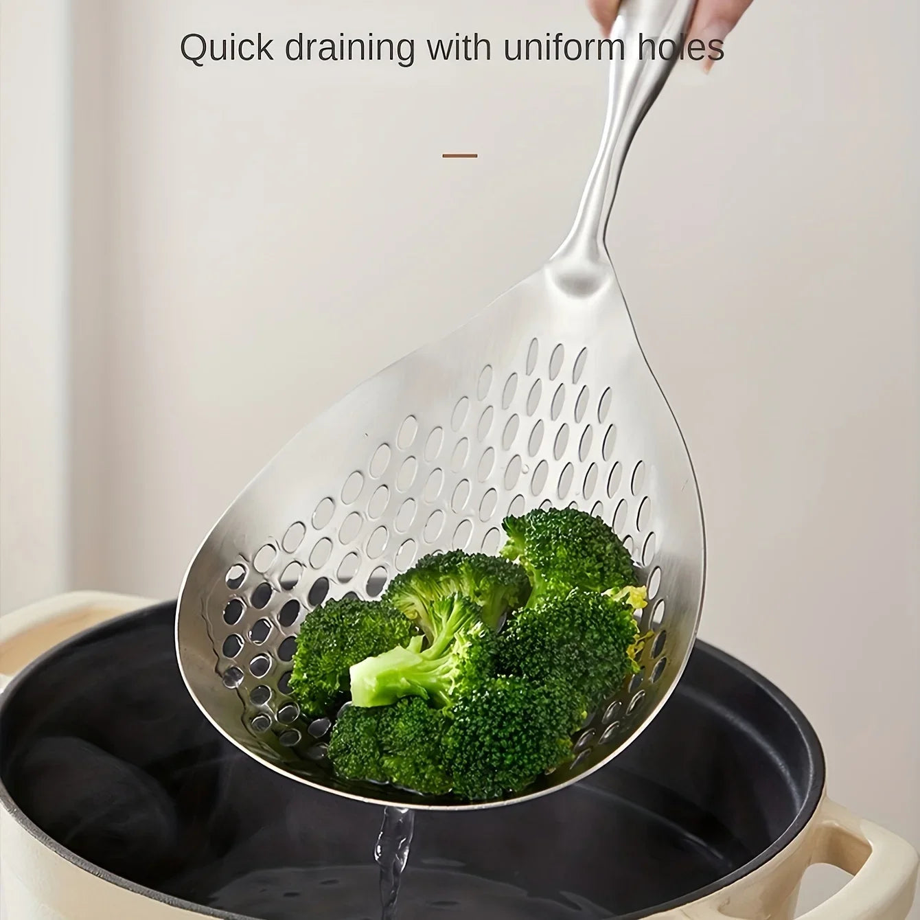 201 Stainless Steel Kitchenware Cooking Strainer with Wood Handle Pepper Seasoning Colander Sieve Utensils Filter Scoop Spoons