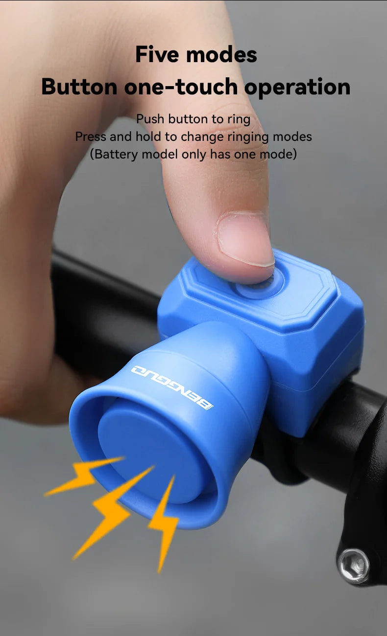 5 Modes Bicycle Horn Mountain Bike Mini Battery Waterproof Electronic Bike Bell Riding Equipment Children's Scooter Accessories