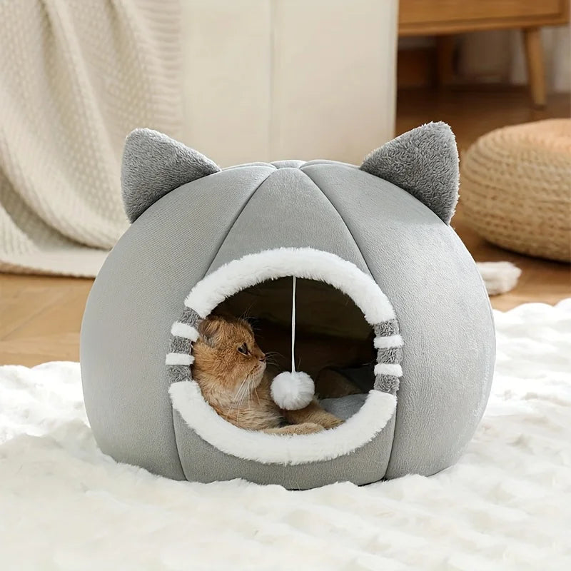 Designer Plush Cat Bed Cave For Deep Sleeping Pets