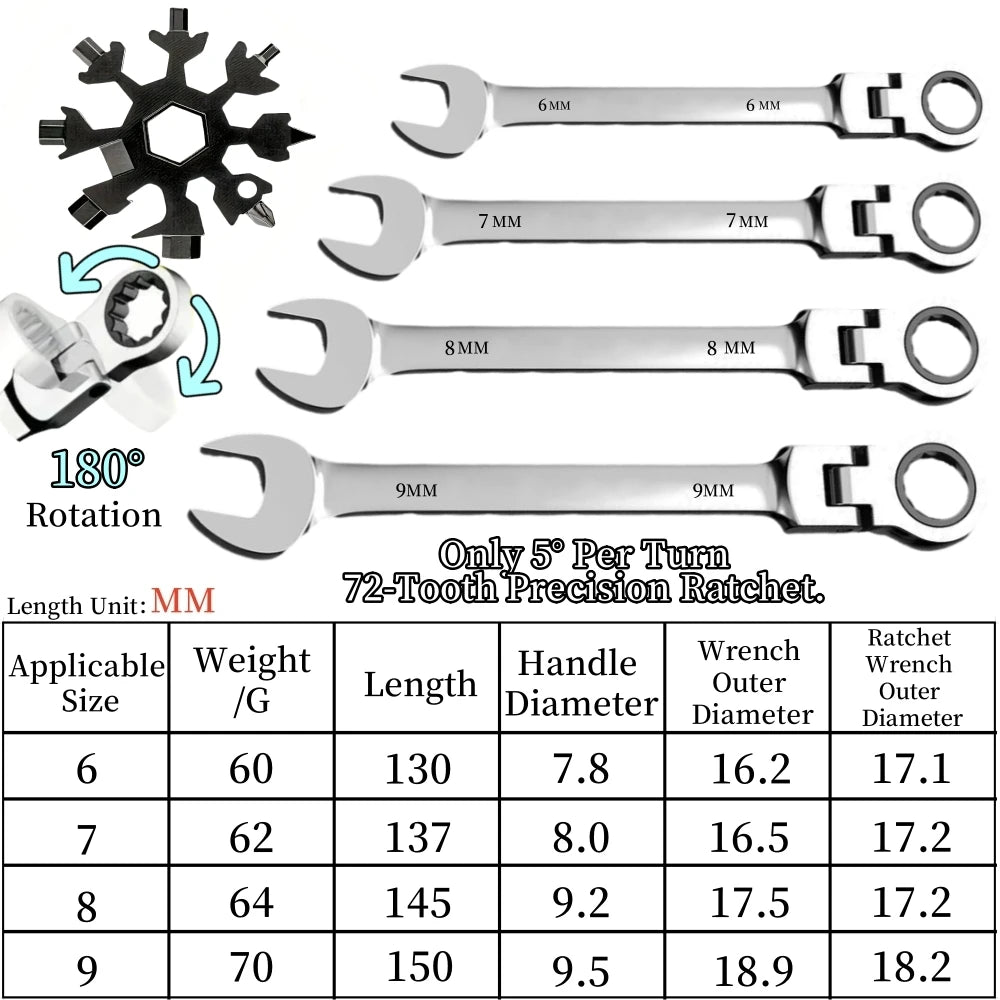 Ratcheting Wrench Set Metric Hand Tools For Car Repair